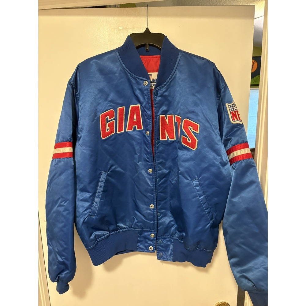 New York Giants Satin Jacket Vintage 1980s NFL Starter Pro Line Adult XL